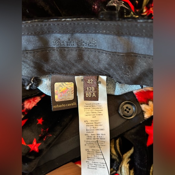 Vintage Roberto Cavalli Galaxy Garden velvet pants, size M (42 Italian) - Picture 4 of 5